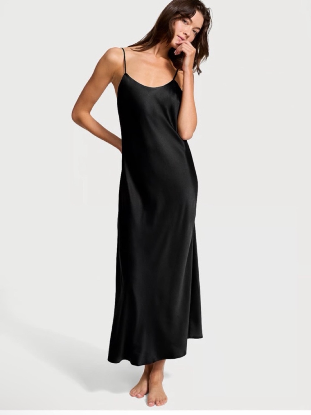 Silky Black Slip Maxi Dress